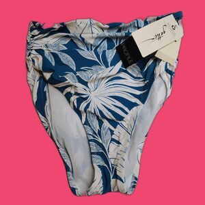 Profile by Gottex Malaya Tropical Print Shirred High Waist Bikini Bottom Size 6